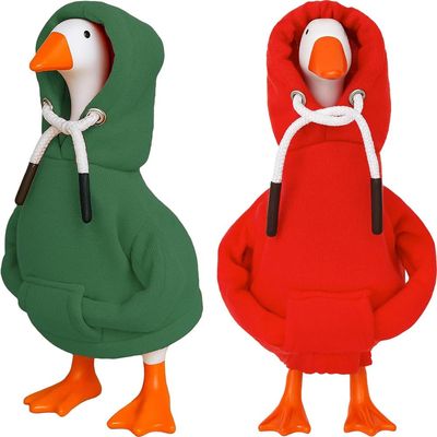 Desk Goose Outfits 7 inches Mini Desk Goose Clothing Desktop Goose Outfits Mini Porch Goose Hoodies Accessory 2 Pieces (Red and Green)