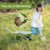 ROBUD Kids Wheelbarrow Set, Green Metal Toddler Wheelbarrow with Shovel, Hoe, Broom & Gloves, Kid Gardening Set for Kid to be Closer to Nature, WRP43 view 4