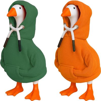 Desk Goose Outfits 7 inches Mini Desk Goose Clothing Desktop Goose Outfits Mini Porch Goose Hoodies Accessory 2 Pieces (Orange and Green)
