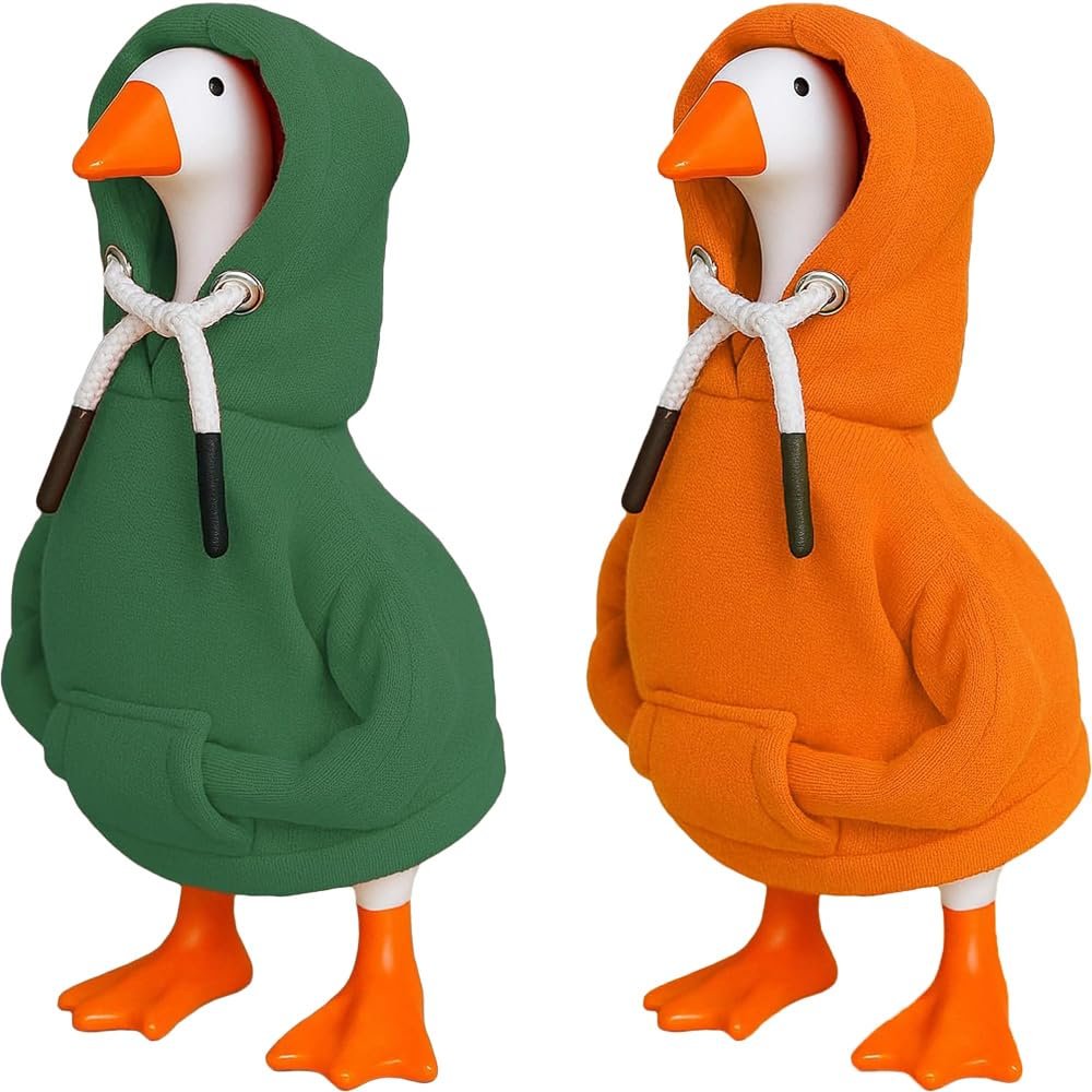 Desk Goose Outfits 7 inches Mini Desk Goose Clothing Desktop Goose Outfits Mini Porch Goose Hoodies Accessory 2 Pieces (Orange and Green)