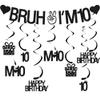 10th Birthday Decorations for Girls and Boys, Black Glitter Bruh I'M 10 Banner, Hanging Swirls Decoration for 10 Year Old Birthday Party Supplies view 1