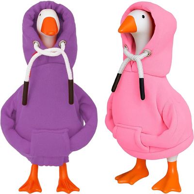 Desk Goose Outfits 7 inches Mini Desk Goose Clothing Desktop Goose Outfits Mini Porch Goose Hoodies Accessory 2 Pieces (Purple and Pink)