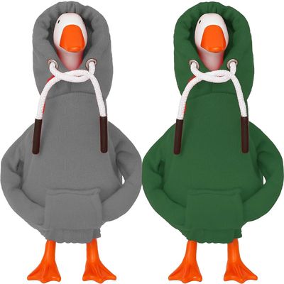 Desk Goose Outfits 7 inches Mini Desk Goose Clothing Desktop Goose Outfits Mini Porch Goose Hoodies Accessory 2 Pieces (Grey and Green)