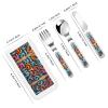 Graffiti letters Patterned portable children's tableware 3-piece set | Reusable knife, fork and spoon set view 2