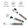 Graffiti letters Patterned portable children's tableware 3-piece set | Reusable knife, fork and spoon set view 3