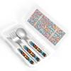 Graffiti letters Patterned portable children's tableware 3-piece set | Reusable knife, fork and spoon set view 4