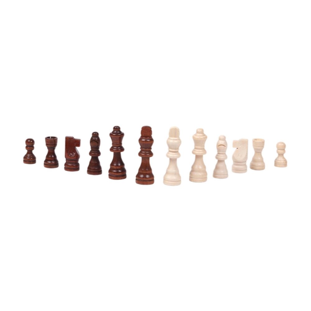 32Pcs Wooden Chess Pieces Figurine Pieces Brain Teaser Checkers Games Wood Chessmen Chess Figures for Club Office School, L