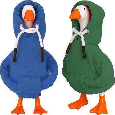 Desk Goose Outfits 7 inches Mini Desk Goose Clothing Desktop Goose Outfits Mini Porch Goose Hoodies Accessory 2 Pieces (Blue and Green)