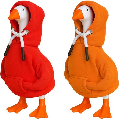 Desk Goose Outfits 7 inches Mini Desk Goose Clothing Desktop Goose Outfits Mini Porch Goose Hoodies Accessory 2 Pieces (Red and Orange)