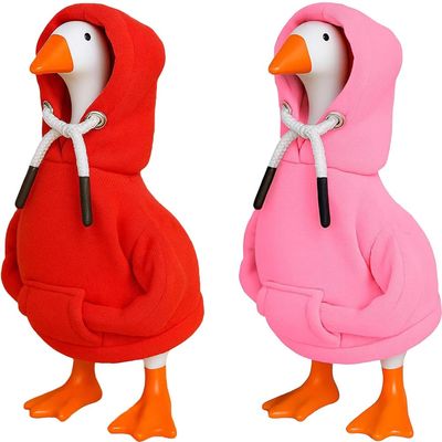 Desk Goose Outfits 7 inches Mini Desk Goose Clothing Desktop Goose Outfits Mini Porch Goose Hoodies Accessory 2 Pieces (Red and Pink)