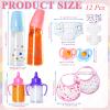 Kuihaazi 12PCS Baby Doll Accessories Set,Doll Pretend Play Feeding Toys,Baby Doll Feeding Include Disappearing Milk and Juice Bottles,Pacifier,Bibs,Diapers view 2