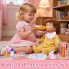 Kuihaazi 12PCS Baby Doll Accessories Set,Doll Pretend Play Feeding Toys,Baby Doll Feeding Include Disappearing Milk and Juice Bottles,Pacifier,Bibs,Diapers view 4