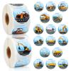 1200pcs Kid Cartoon Truck Car Stickers Roll 1.5in Round Construction Sticker Excavator Vehicle Sticker for Teen Toddler Cartransportation Themed Birthday Party School Kindergarten Reward Giveaways view 1