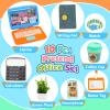 XIAPIA 10 Pcs Pretend Play Home Office Toys, Pretend Play for Toddlers 3-5-7, Pretend Play Sets with Kids Laptop, Pop-Up Calculator, Notebook, Watch, Coffee & Plant, Birthday Gift for 3 4 5 6 7 Year view 4