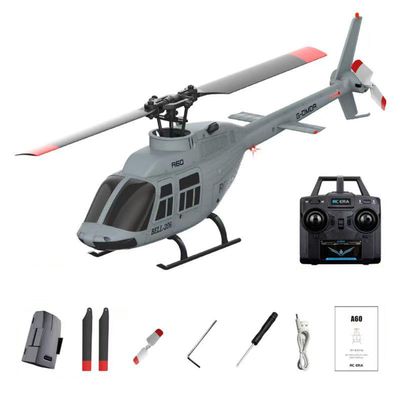BrickCraftWorks 1/42 Scale BELL206 RC Helicopter, 2.4G 4CH Single Rotor Flybarless Mini 3D Stunt RC Helicopter Model with Optical Flow Altitude Hold 6-Axis Gyro