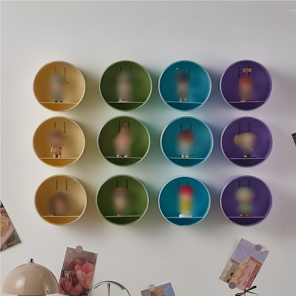 12-Pack Wall-Mounted Blind Box Display Stand, Acrylic Figure Display Case with Dustproof Lid, Doll Display Boxes for Home Decor