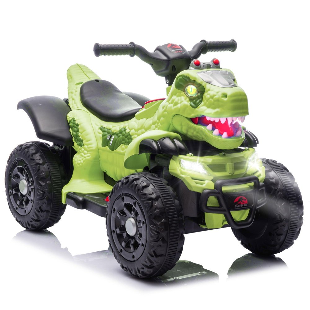 Okybaby Dinosaur Ride On ATV for Kids, 12V Kids ATV Electric Car Toys with Music, Microphone Interface, Bluetooth & LED Lights, 1.86MPH Safe Speed Green
