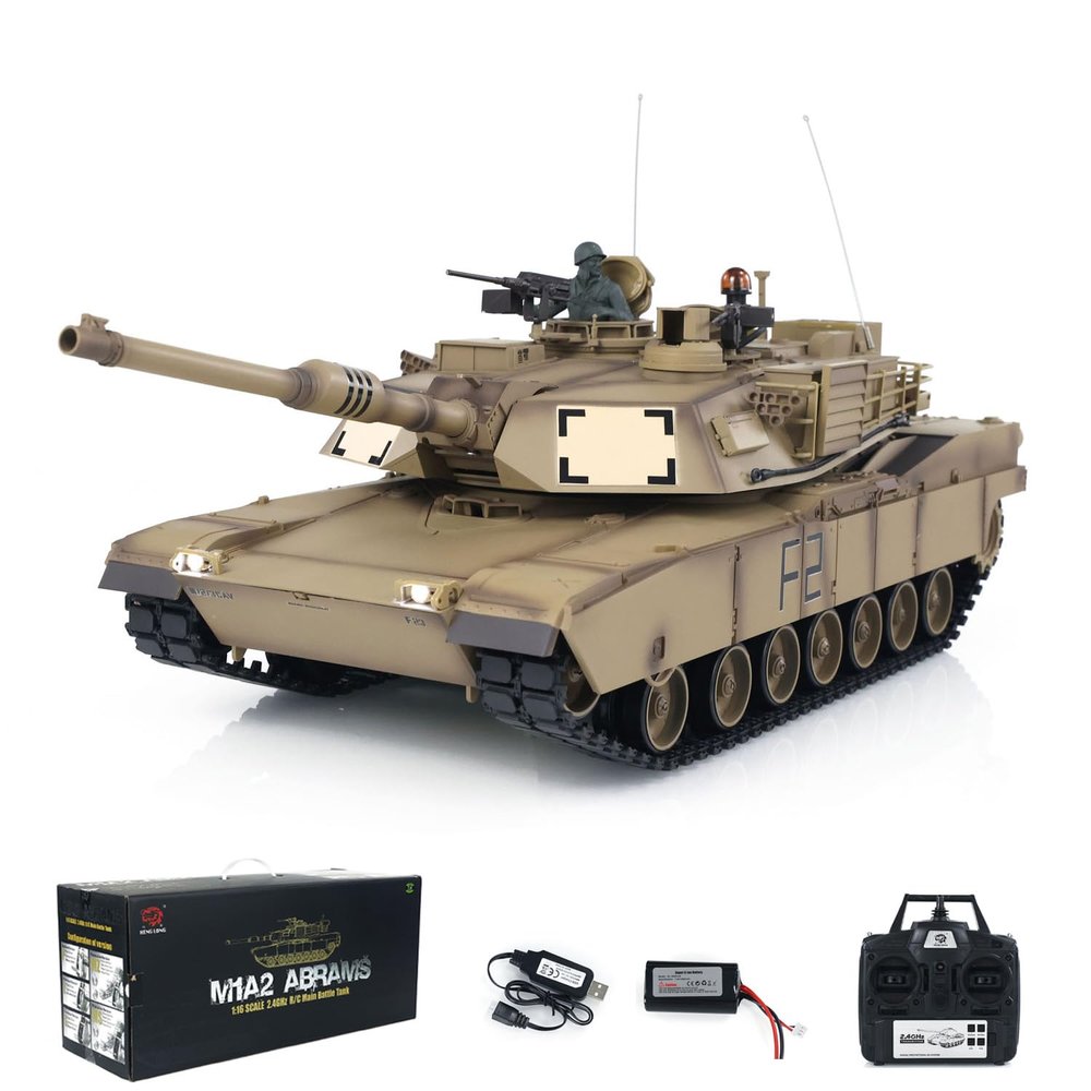 TOUCAN RC HOBBY Pro.Edition RTR 2.4Ghz Henglong 1/16 TK7.0 Plastic M1A2 Abrams RTR RC Tank 3918 with 360 Turret BB Airsoft Smoke Effect IR Battle with Sticter