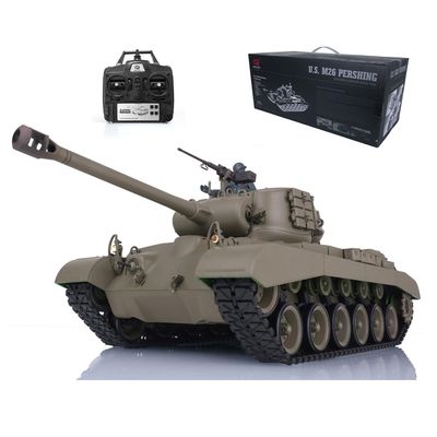 TOUCAN RC HOBBY Pro.Edition RTR 2.4Ghz Henglong 1/16 TK7.0 Plastic M26 Pershing RTR RC Tank 3838 with 360 Turret BB Airsoft Smoke Effect IR Battle with Sticter for Ages 14+