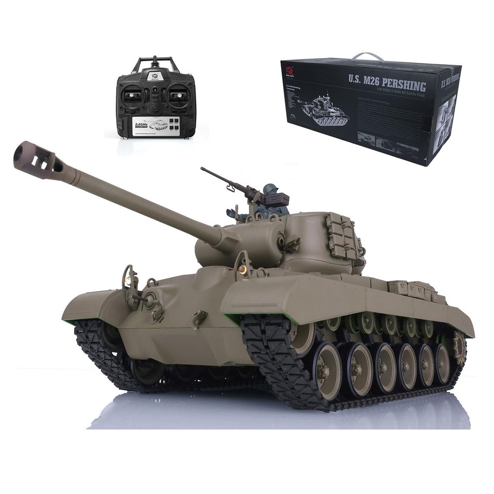TOUCAN RC HOBBY Pro.Edition RTR 2.4Ghz Henglong 1/16 TK7.0 Plastic M26 Pershing RTR RC Tank 3838 with 360 Turret BB Airsoft Smoke Effect IR Battle with Sticter for Ages 14+