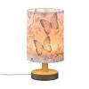 Table Lamp Pink Butterfly Flowers Nightstand lamp Fabric Lamps with Wood Base Fabric Shade Bedside Desk Lamps for Bedroom Living Kids Room Desk Nursery Office Home Decor view 2