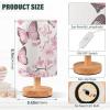 Table Lamp Pink Butterfly Flowers Nightstand lamp Fabric Lamps with Wood Base Fabric Shade Bedside Desk Lamps for Bedroom Living Kids Room Desk Nursery Office Home Decor view 3