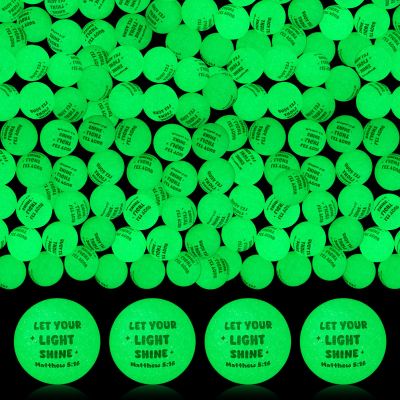 Seenelling 120 Pcs Christian Glow in The Dark Bouncy Balls Easter Jesus Bible Verse Rubber High Bouncing Balls Christian Party Favor Religious Classroom Gifts (Bible,Green)