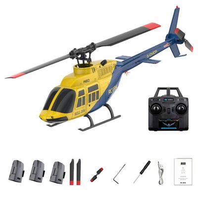 BrickCraftWorks 1/42 Scale BELL206 RC Helicopter, 2.4G 4CH Single Rotor Flybarless Mini 3D Stunt RC Helicopter Model with Optical Flow Altitude Hold 6-Axis Gyro