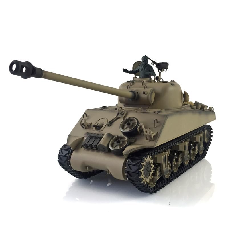 TOUCAN RC HOBBY Pro.Edition RTR Henglong 1/16 TK7.0 M4A3 Sherman RC Tank 3898 Barrel Recoil 360 Metal BB Airsoft Smoke Effect IR Battle with Sticter for Ages 14+
