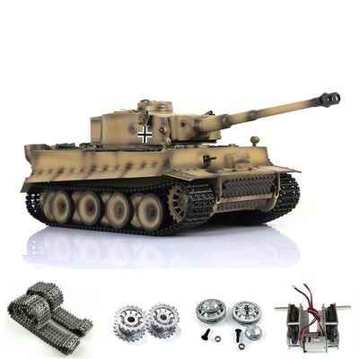 TOUCAN RC HOBBY Pro.Edition RTR Henglong 1/16 Yellow TK7.0 Upgraded Metal Version German Tiger I RTR RC Tank 3818 BB Airsoft Smoke Effect IR Battle with Sticter for Ages 14+