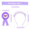 Abeillo Birthday Decorations Set, Happy Birthday Crown Princess Tiara, Sash and Badge Ribbon, Party Headband Hair Accessories(Purple) view 3