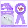 Abeillo Birthday Decorations Set, Happy Birthday Crown Princess Tiara, Sash and Badge Ribbon, Party Headband Hair Accessories(Purple) view 4