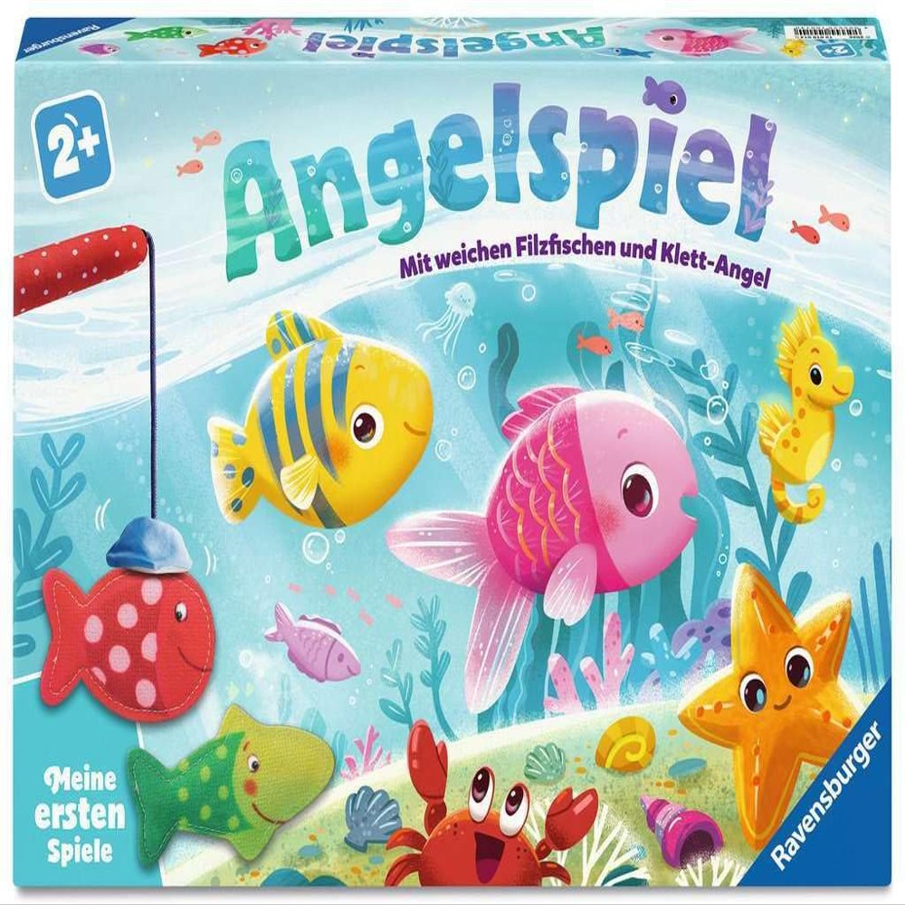 Angelspiel - Kinderspiel ab 2 Jahre: Mit weichen Filzfischen und Klett-Angel