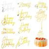 10 PCS Happy Birthday Cake Toppers Mirror Acrylic Cakes Topper Glitter Side Cake Topper Decorations Gold Cakes Inserts Charm Supplies for Anniversary Bridal Shower Birthday Party Supplies view 1