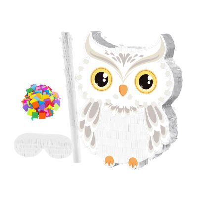 SM SunniMix Owl with Rod Blindfold Confetti, Snowy Owl Set for Wizard Carnival Game Decor