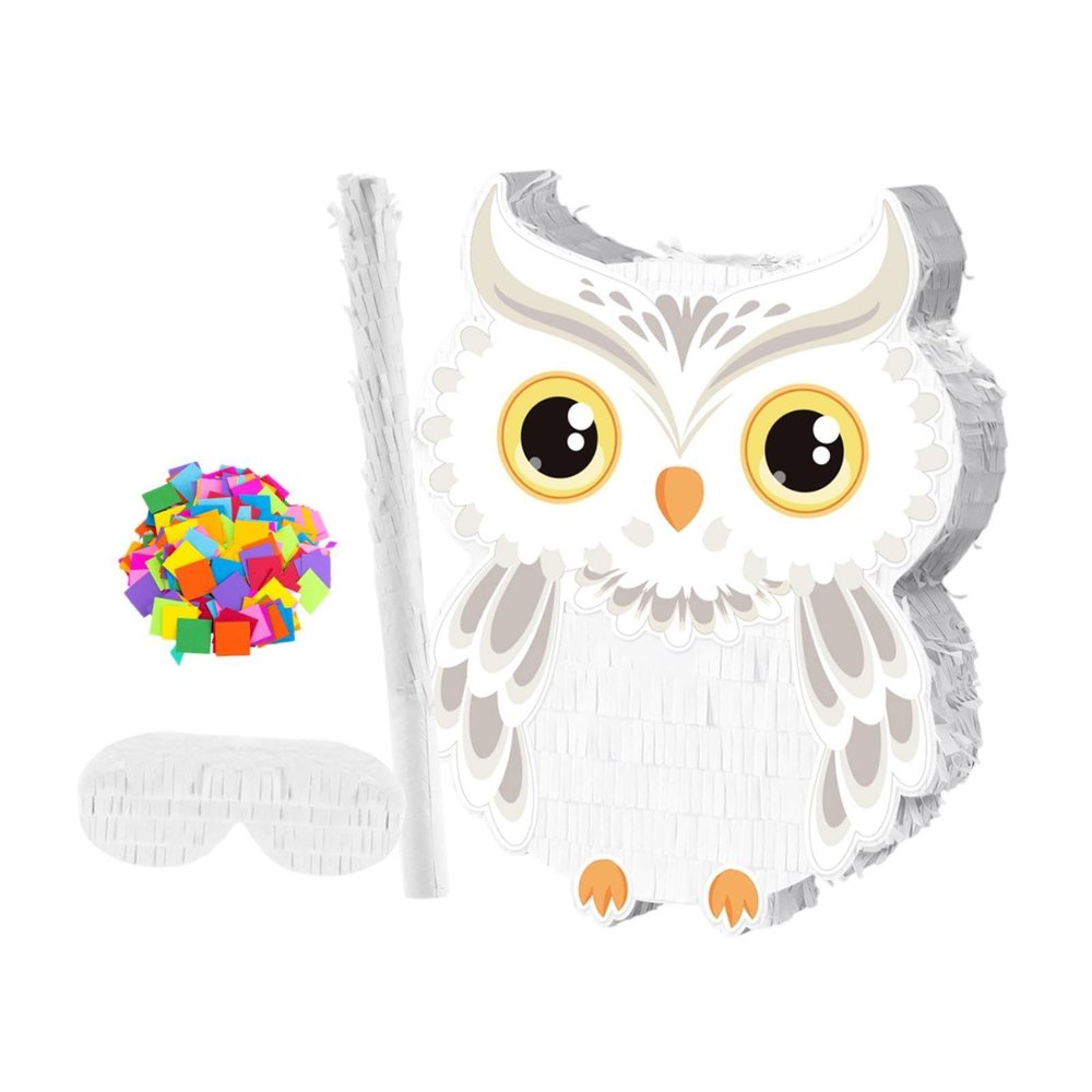 SM SunniMix Owl with Rod Blindfold Confetti, Snowy Owl Set for Wizard Carnival Game Decor