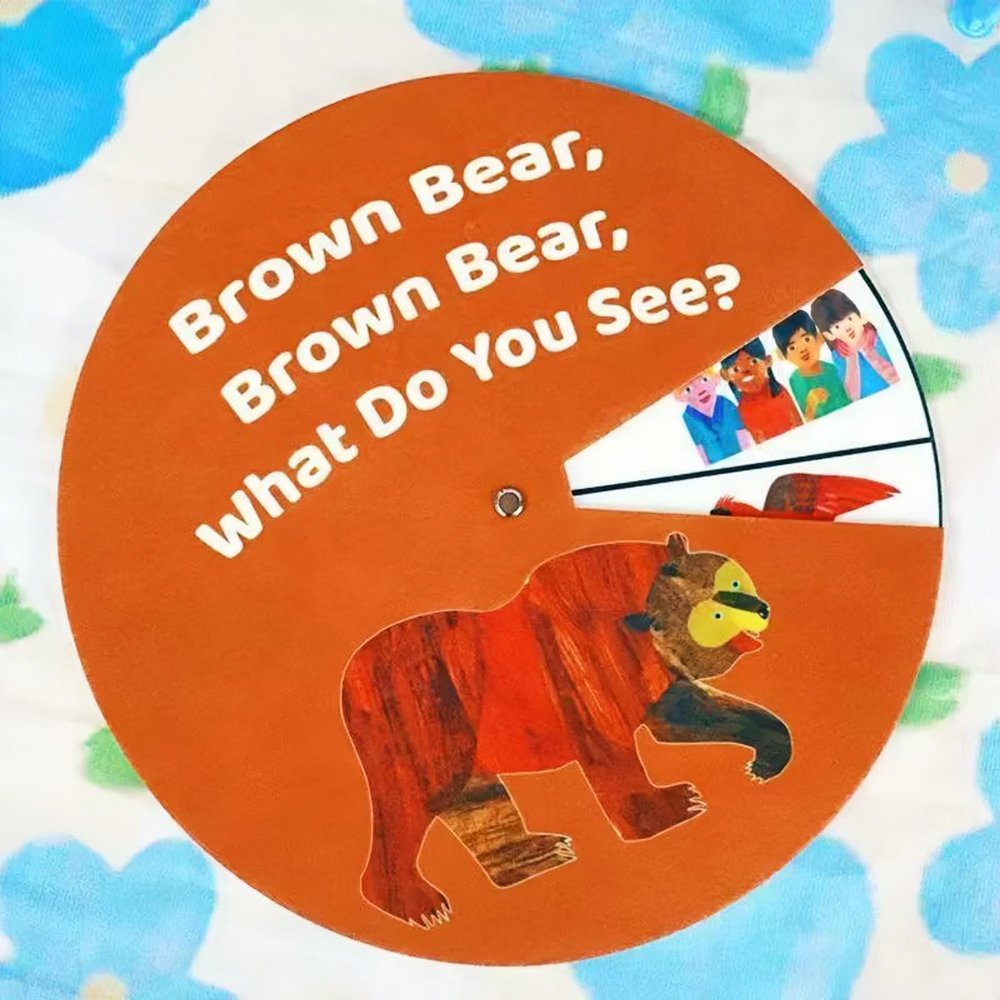 ShaoAngDuoMi Brown Bear Felt Story Wheel Toy Montessori Early Learning Toy for Kids Interactive Felt Story Board for Preschool Education, Parent-Child Storytelling & Classroom Activities