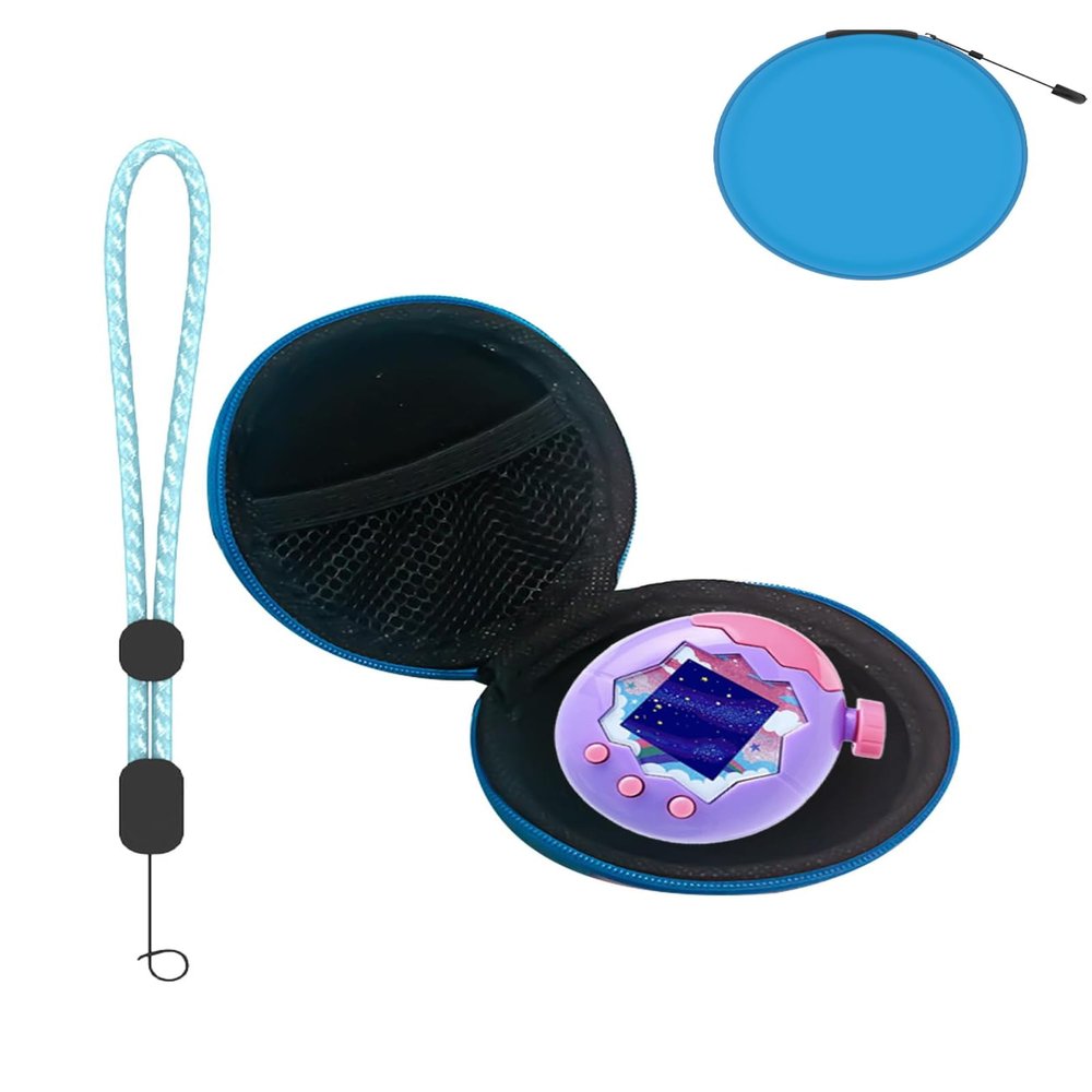 BOVUGAC Case for Tamagotchi Paradise, Portable Bag with Keychain&Lanyard,Premium EVA,Scratch Resistant(Blue)