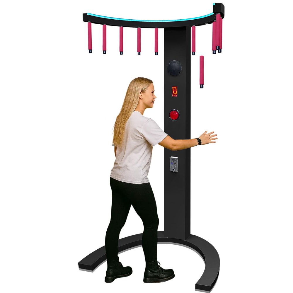 W-JIAJIEBTH Catch Stick Arcade Game Machine - Coin Operated Party Rental for Events, Carnivals, Bars, Hand Eye Coordination Training Catching Stick Game (Black)
