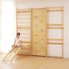 Avenlur Walnut Modular 9-in-1 Swedish Ladder Wall Gym & Climber  Montessori Indoor Playset with Rock Wall, Rope Net, Slide, Swing & Monkey Bars | Kids Climbing Gym for Toddlers & Children view 1