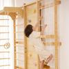 Avenlur Walnut Modular 9-in-1 Swedish Ladder Wall Gym & Climber  Montessori Indoor Playset with Rock Wall, Rope Net, Slide, Swing & Monkey Bars | Kids Climbing Gym for Toddlers & Children view 3