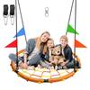 43" Spider Web Swing,Tree Swing for Kids Outdoor,Outdoor Large Web Swings900Lb Weight Capacity, with 71" Detachable Nylon Rope Swivelfor Backyard, Playground (Red-Yellow) (43in) view 1