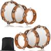 6 Pack Wood Tambourine 6 8 10 Inch Tambourine for Adult with Single Double Row Jingle Bell and Storage Bag Hand Held Drum Percussion Musical Instrumen for Church Wedding Dance Party view 1