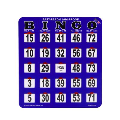 GSE Games & Sports Expert Jumbo Easy-Read Shutter Slide Bingo Cards Bulk, Reusable Jam-Proof Bingo Game Cards with Fingertip Slide Windows for Large Groups (25-Pack)
