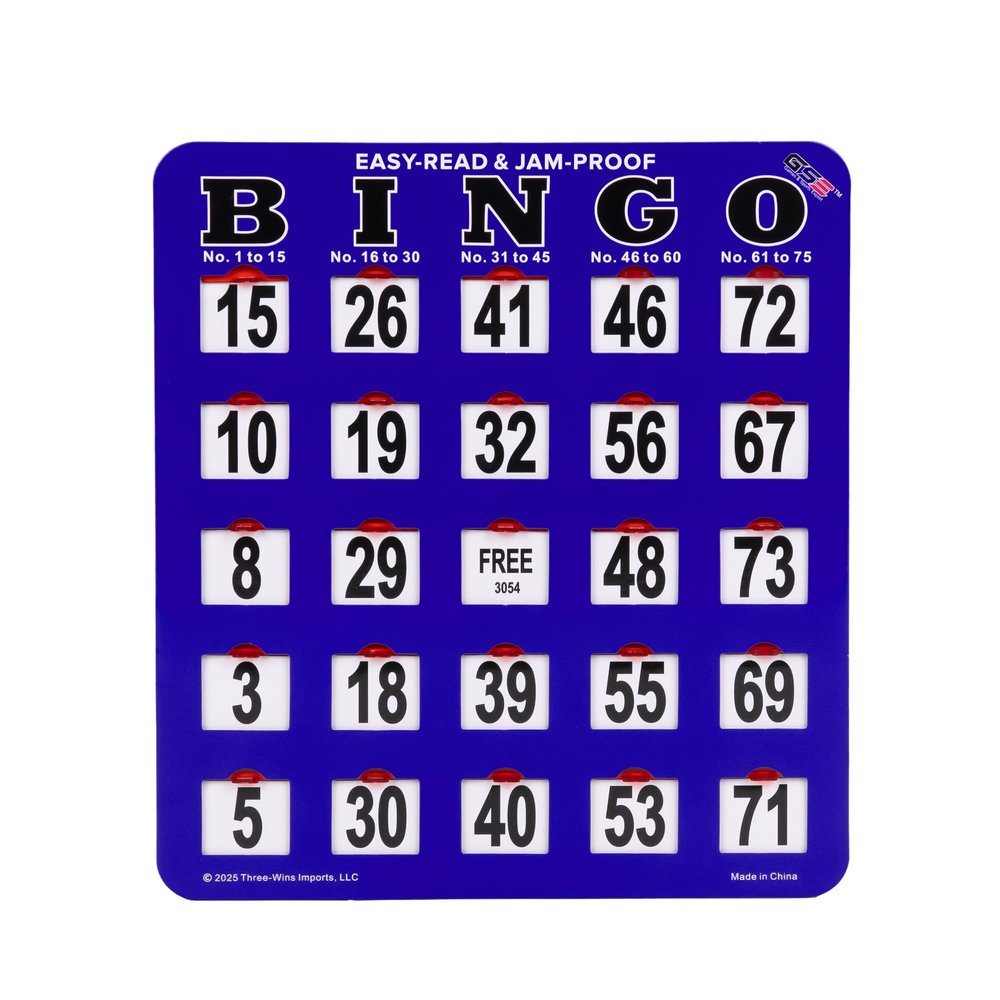 GSE Games & Sports Expert Jumbo Easy-Read Shutter Slide Bingo Cards Bulk, Reusable Jam-Proof Bingo Game Cards with Fingertip Slide Windows for Large Groups (25-Pack)