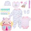 13 Pcs Reborn Baby Dolls Clothes Girl Rainbow and Flowers Outfit Accessories for 17-22 Inch Newborn Baby Doll Girl with Pink Butterfly Backpack view 1