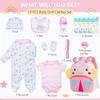 13 Pcs Reborn Baby Dolls Clothes Girl Rainbow and Flowers Outfit Accessories for 17-22 Inch Newborn Baby Doll Girl with Pink Butterfly Backpack view 2