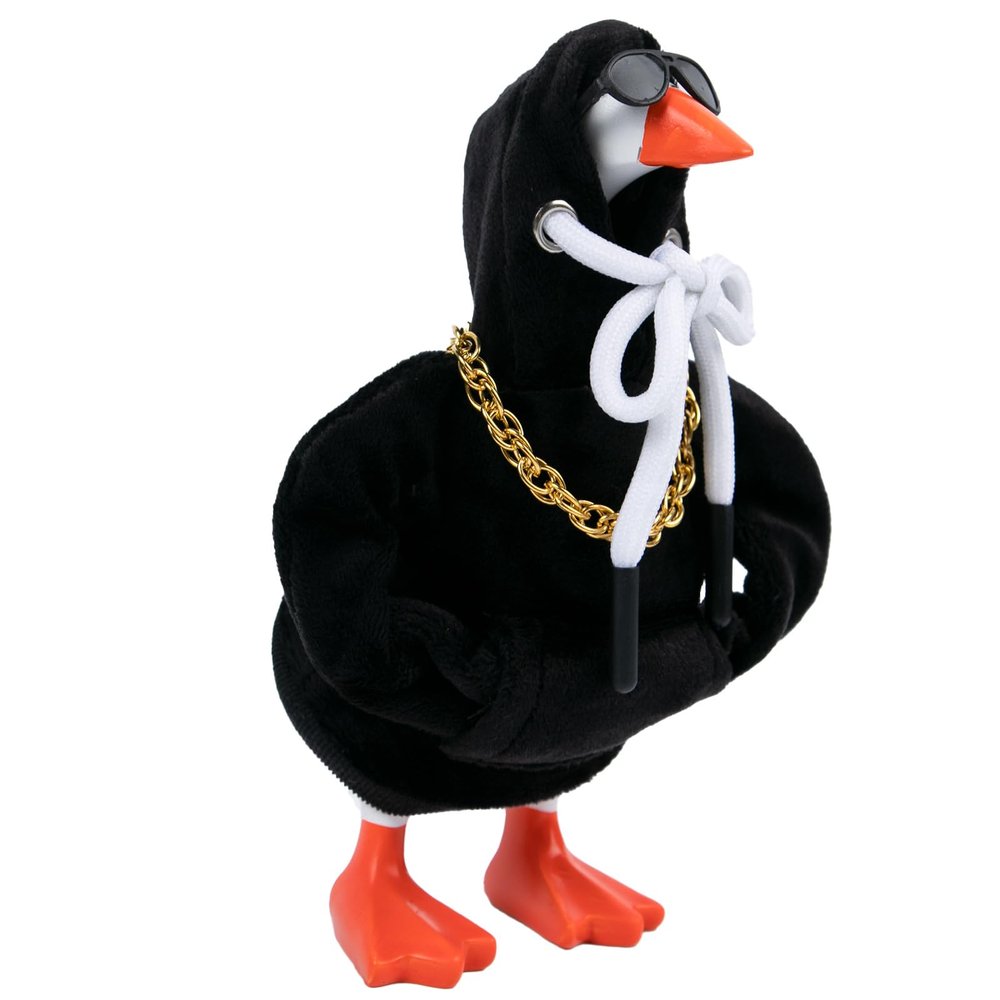 3 Pcs Desk Goose Outfits Set, Black Hoodie Glasses Chain for 7 Inch Desktop Goose, 7 Inches Mini Desk Geese Clothes Costume