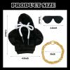 3 Pcs Desk Goose Outfits Set, Black Hoodie Glasses Chain for 7 Inch Desktop Goose, 7 Inches Mini Desk Geese Clothes Costume view 2