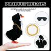 3 Pcs Desk Goose Outfits Set, Black Hoodie Glasses Chain for 7 Inch Desktop Goose, 7 Inches Mini Desk Geese Clothes Costume view 3